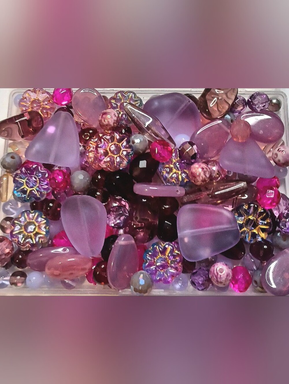 Glass Bead mix 120pcs purple pink